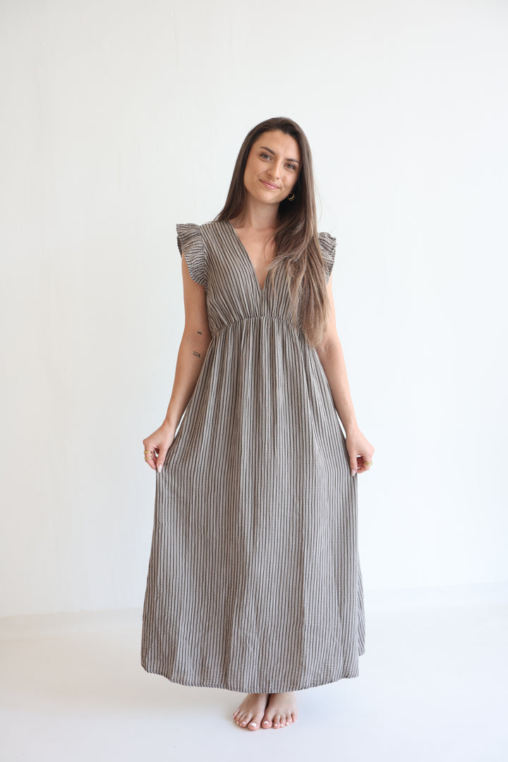 Langes Musselinkleid Casual Stripes
