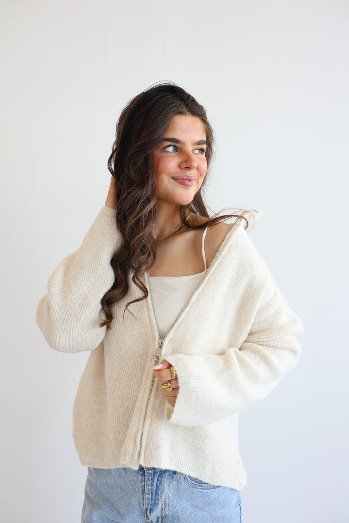 Casual Zipper Cardigan