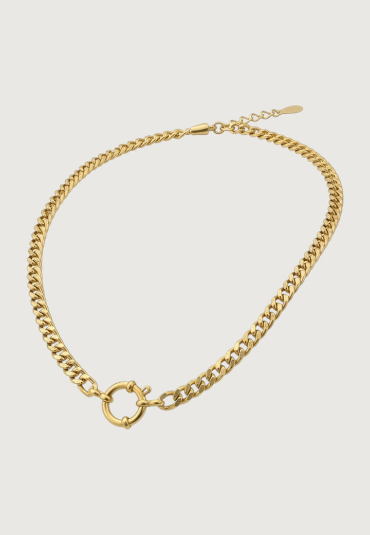 Gold Circle Charm Chain Necklace