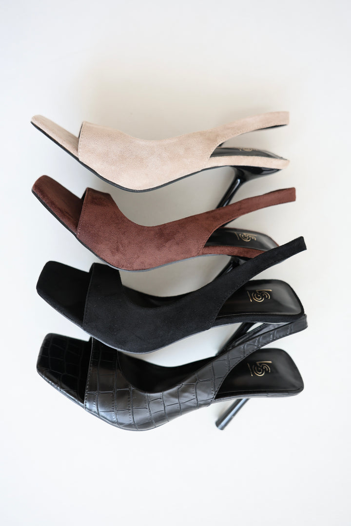 Square Toe Slingback Pumps