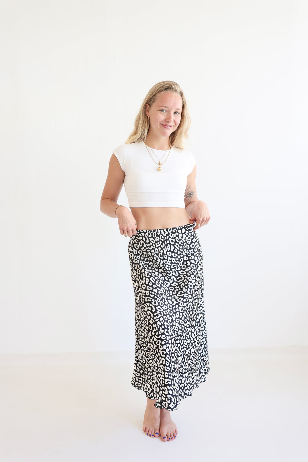 Leopard Satin Skirt