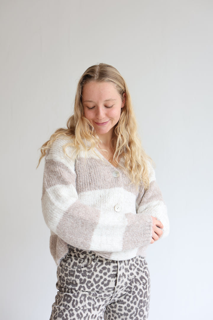 Striped V-Neck Cardigan