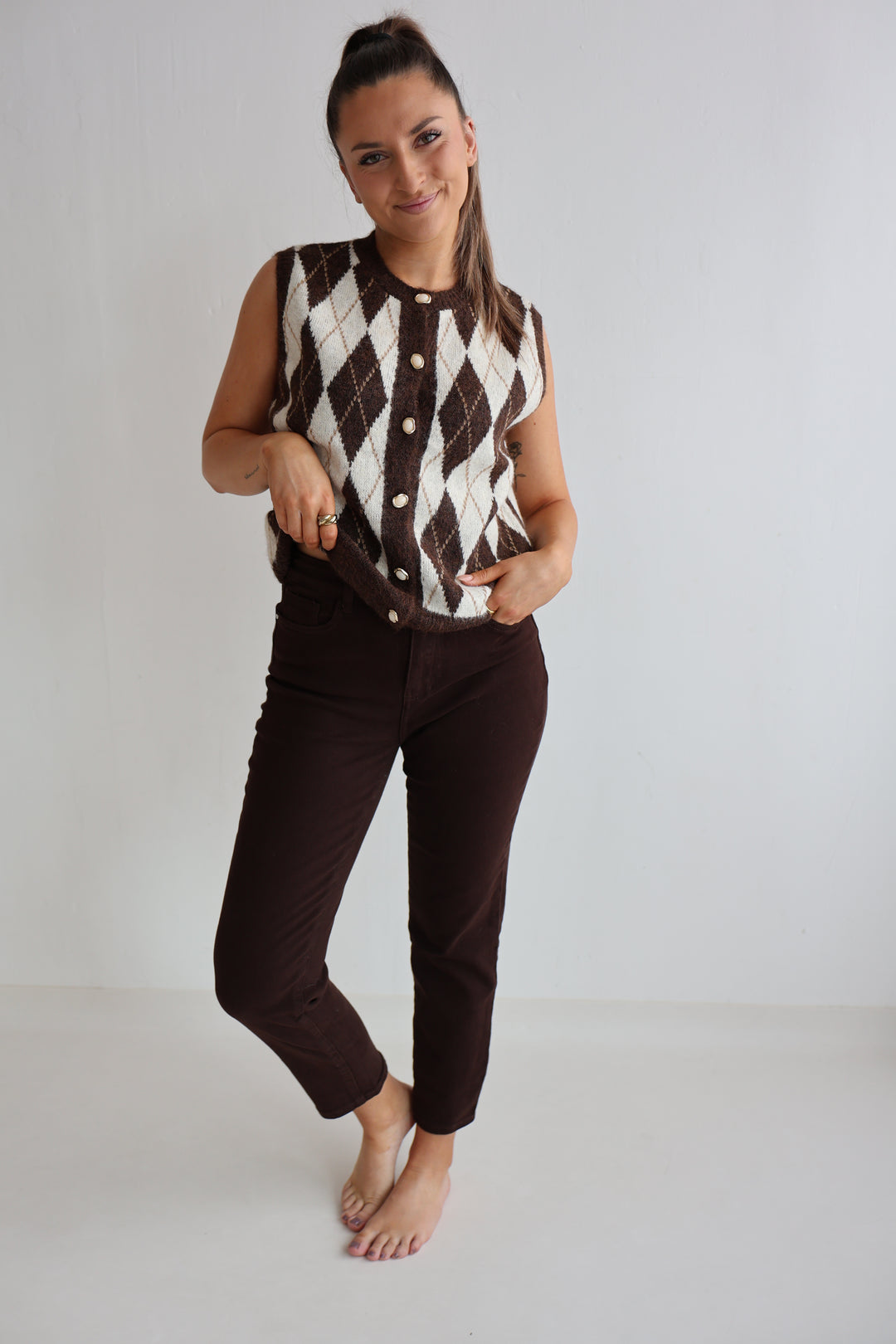 Weste Vintage Argyle Chic