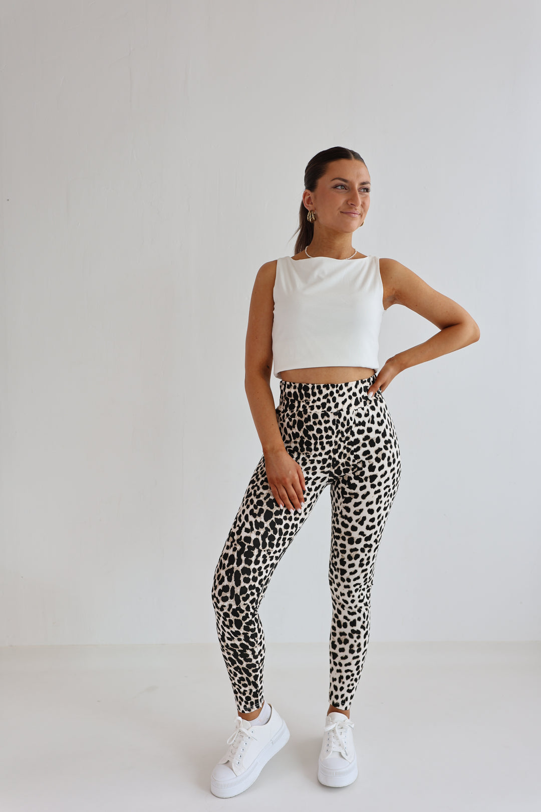 High Waist Leggings mit Leopardenprint (T2401)