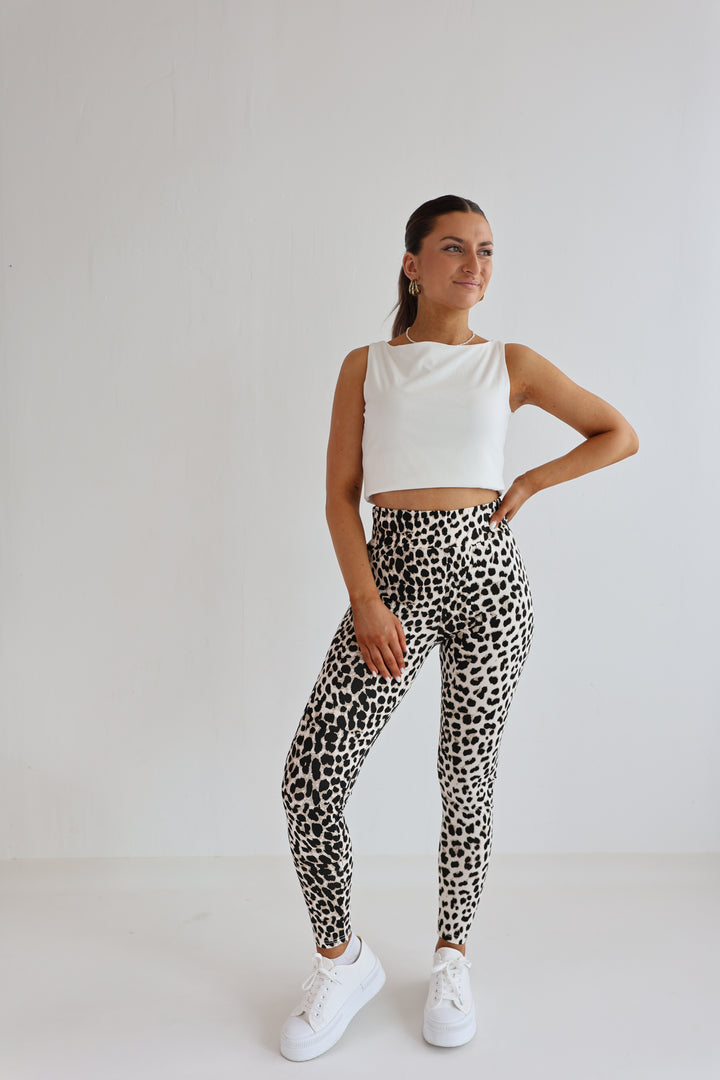 High Waist Leggings mit Leopardenprint (T2401)
