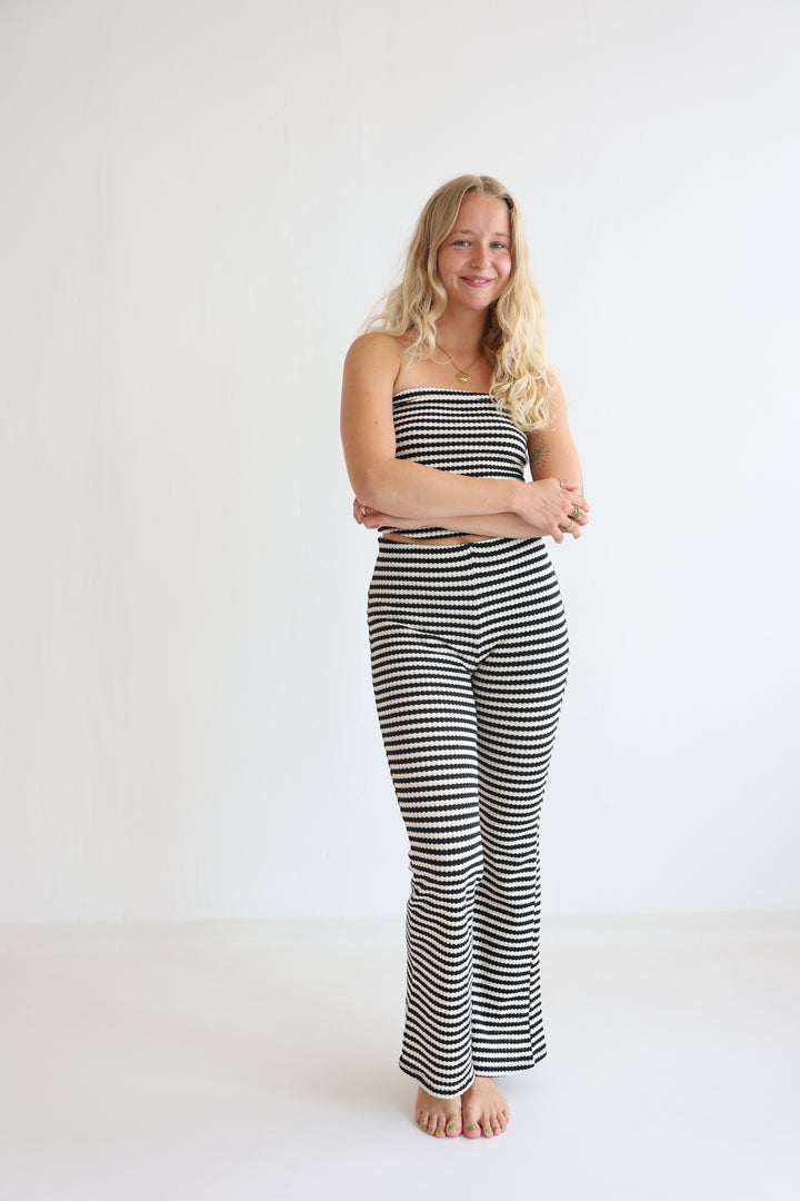 Striped Knit Flared Pants