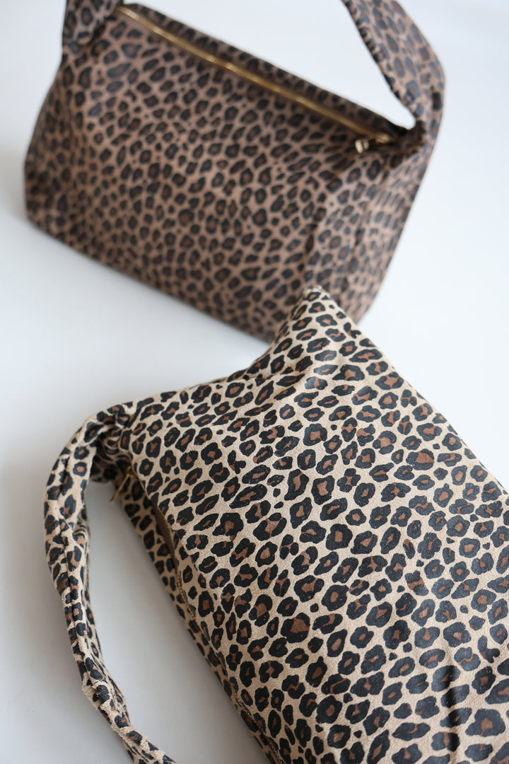 Leopard Print Suede Handbag
