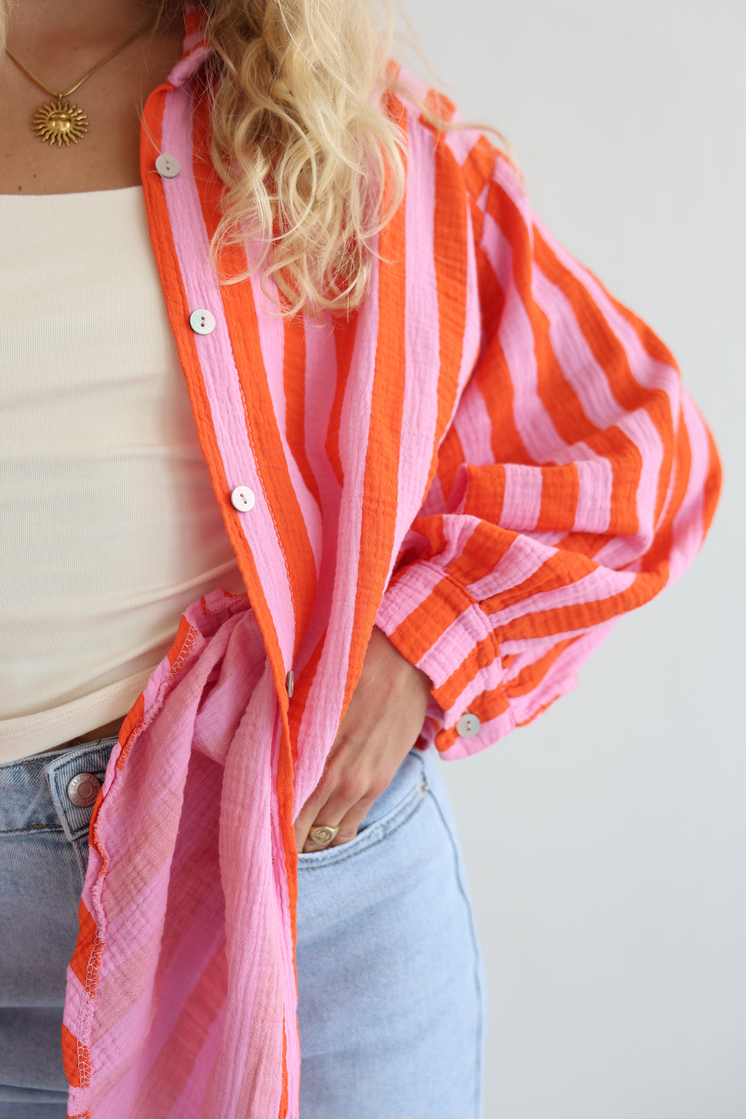Musselinbluse Blockstripes