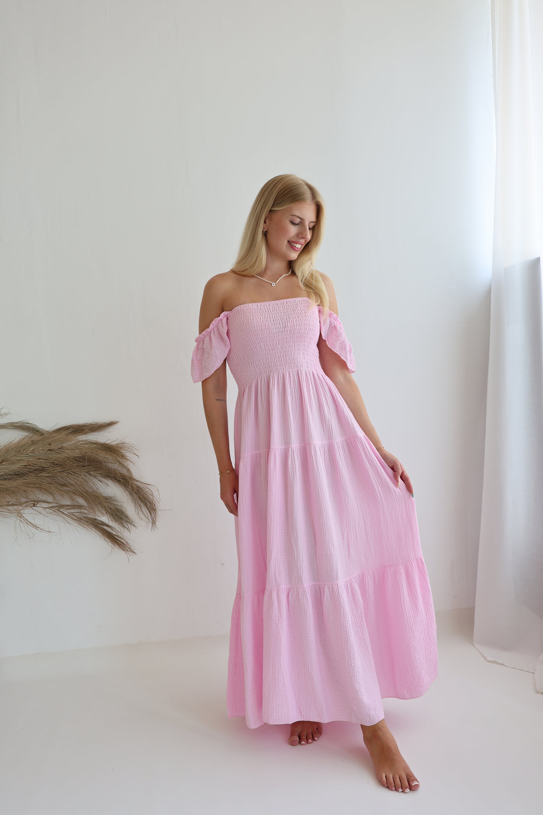 Langes Kleid mit Raffung Livia