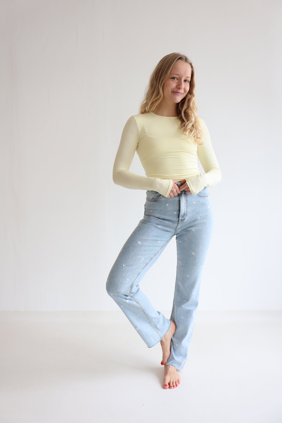 Fine Floral Straight Fit Jeans