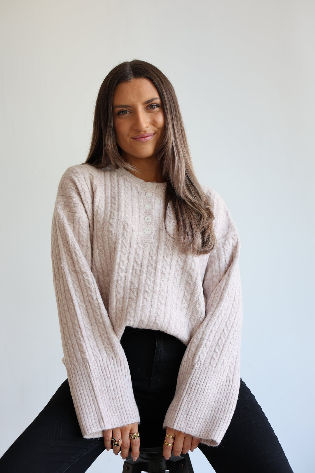 Ribbed Button Pullover