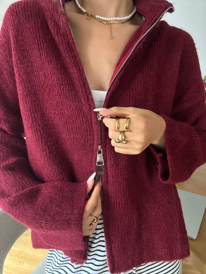 Casual Zipper Cardigan