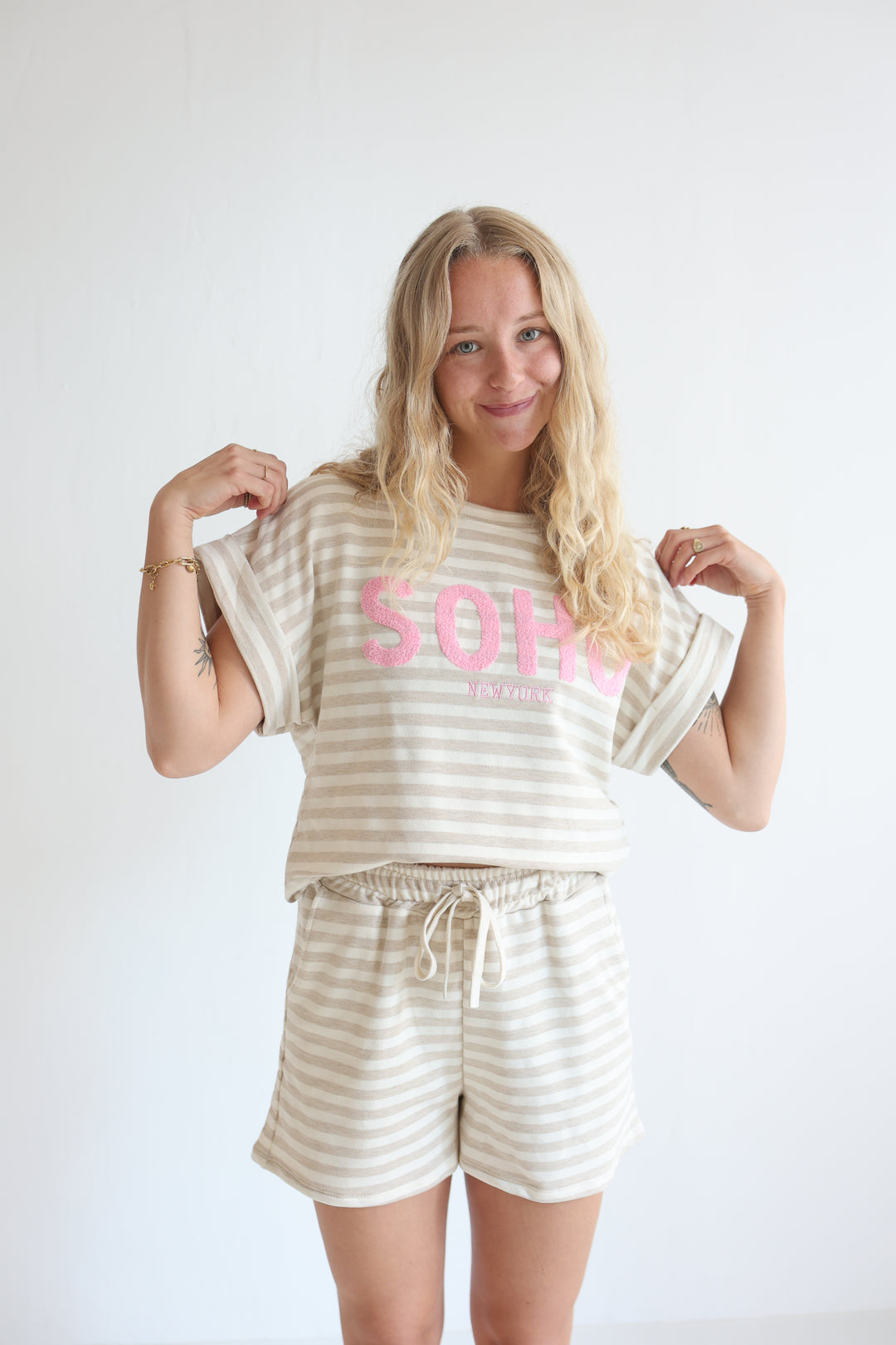 Short Striped Sweatpants