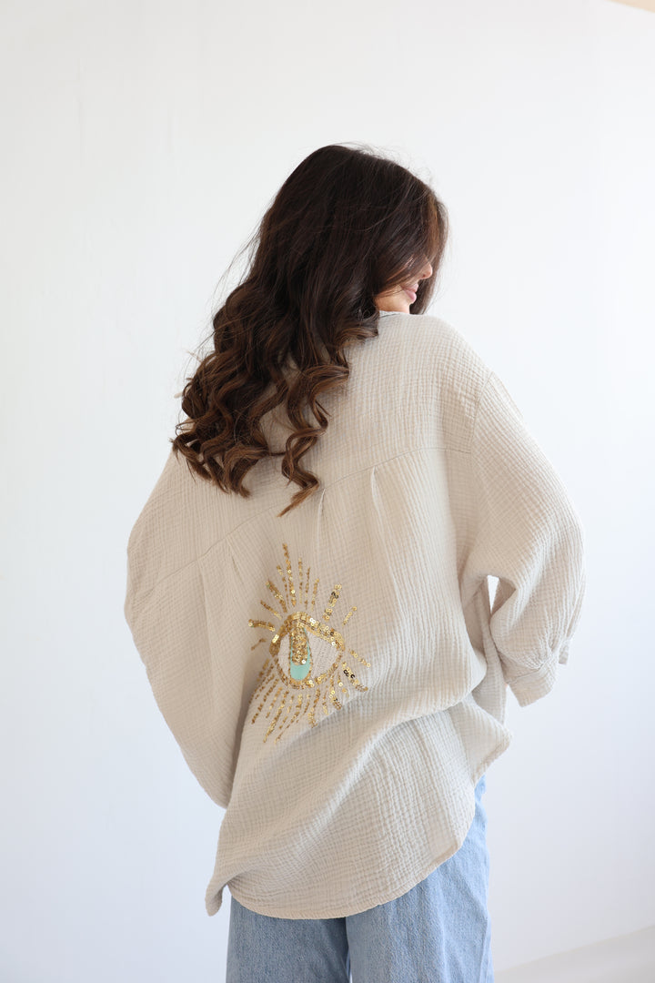Oversize Blusenhemd aus Musselin Golden Eye