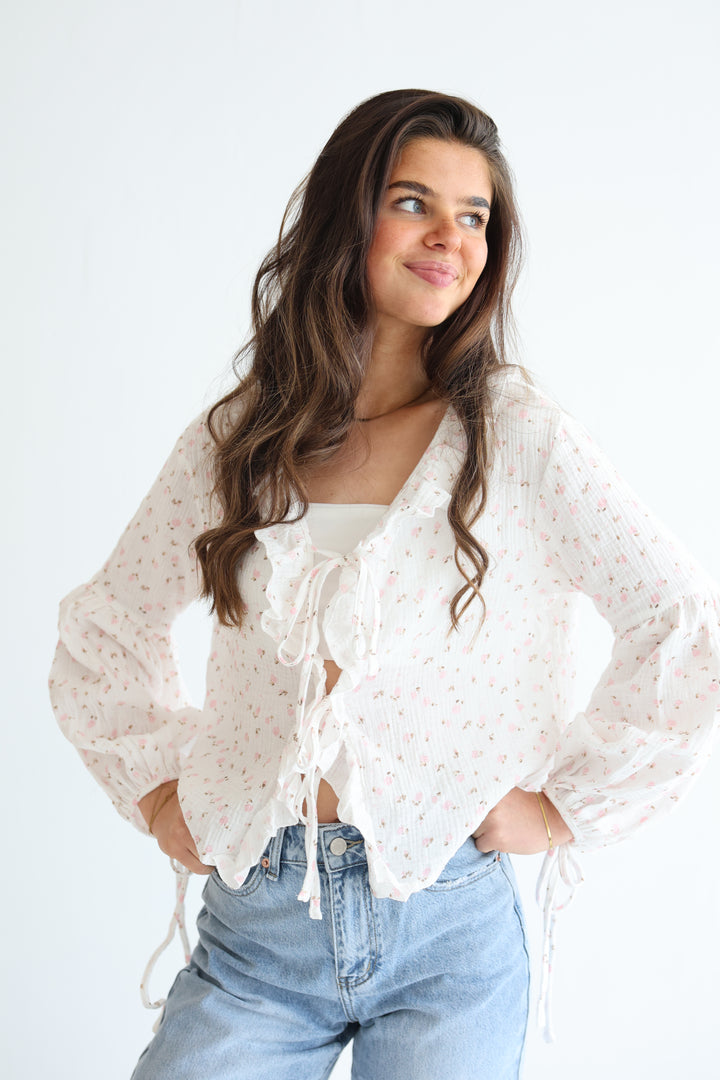 Rosy Ruffle Cardigan