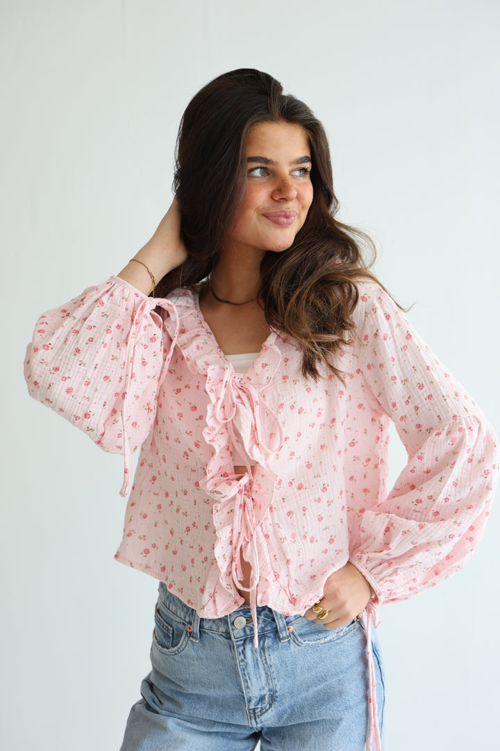 Rosy Ruffle Cardigan