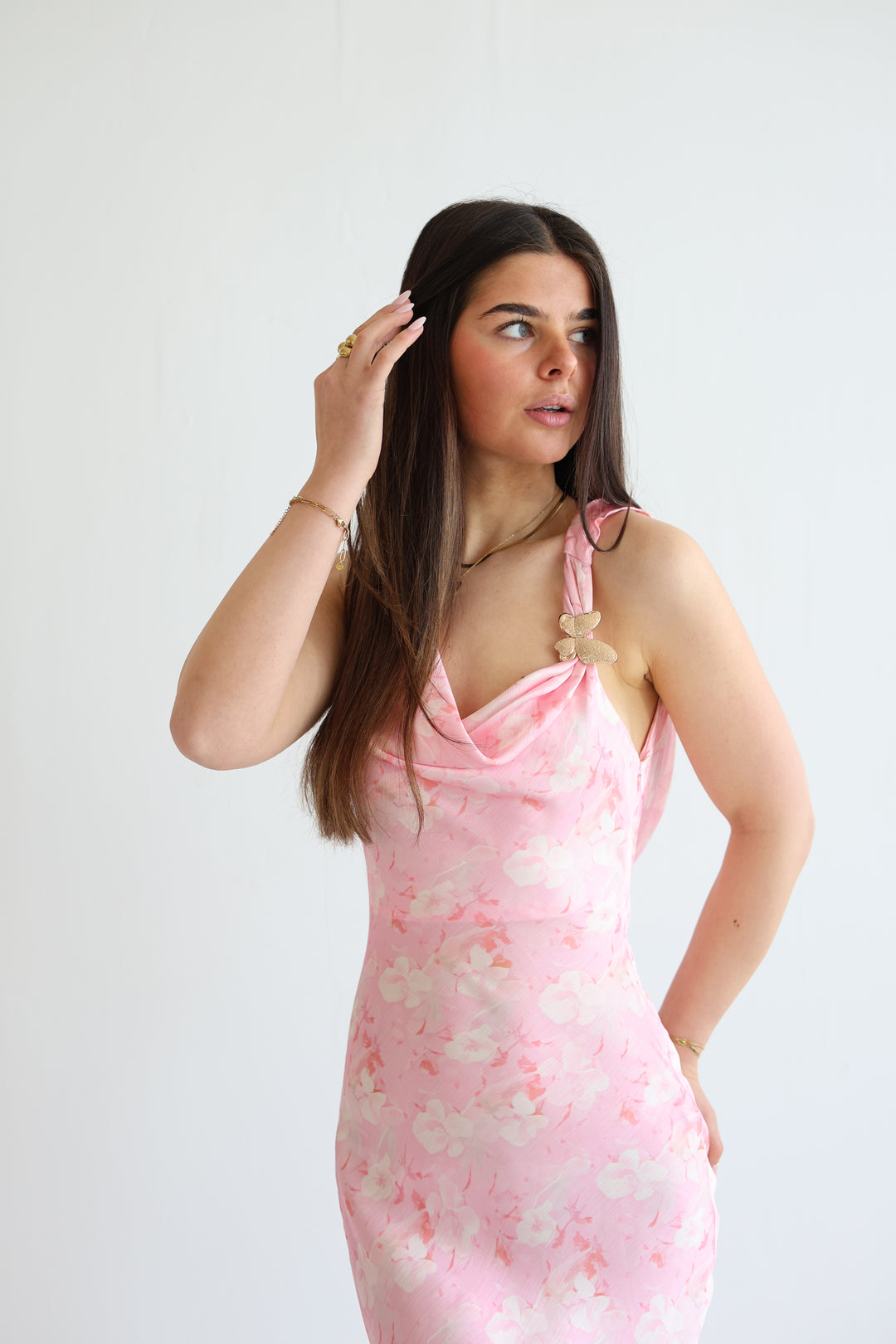 Floral Satin Midi Dress