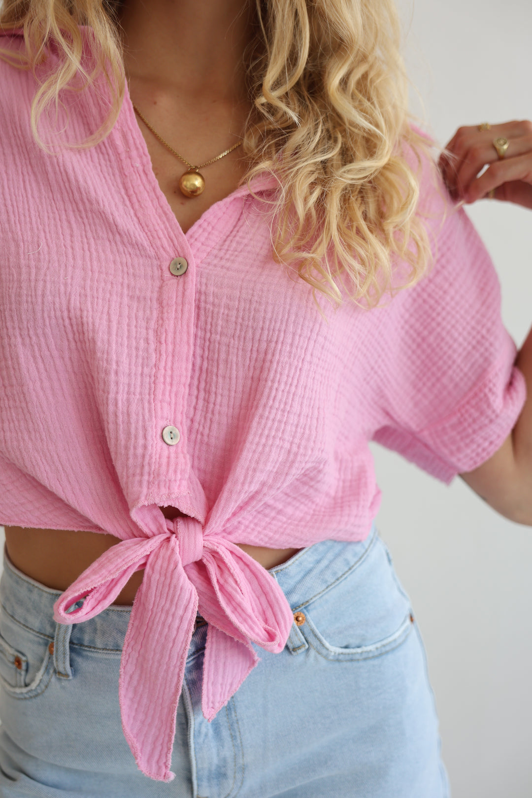 Knot Front Musselin Shirt