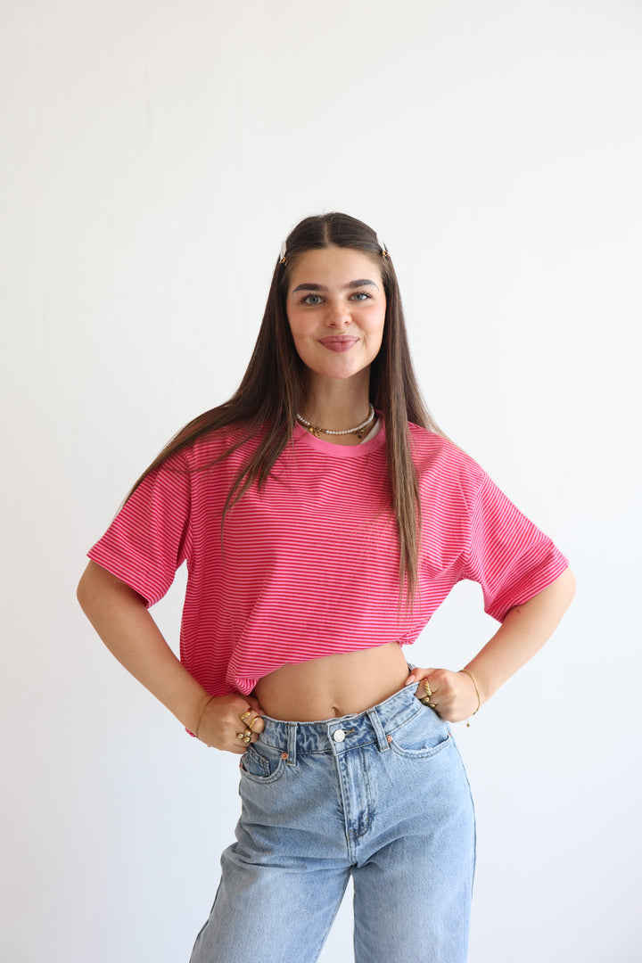Striped T-Shirt Cherry Pink