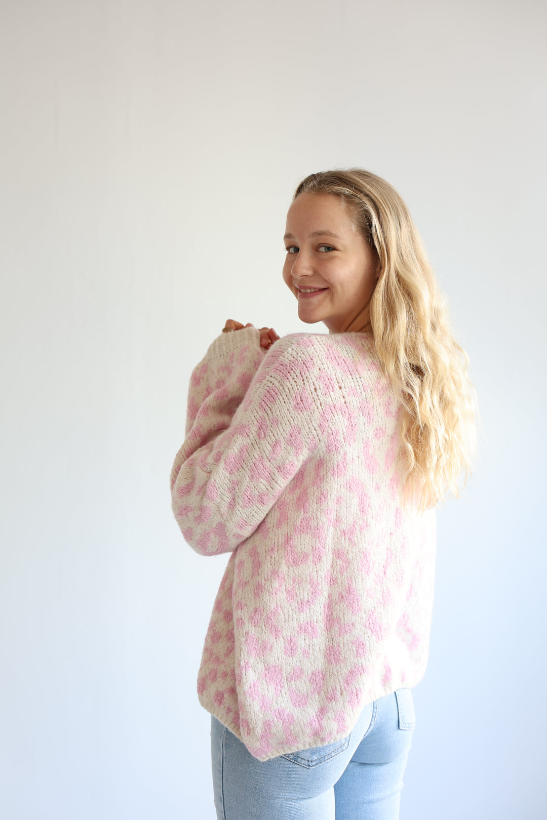 Offener Cardigan mit Leoprint