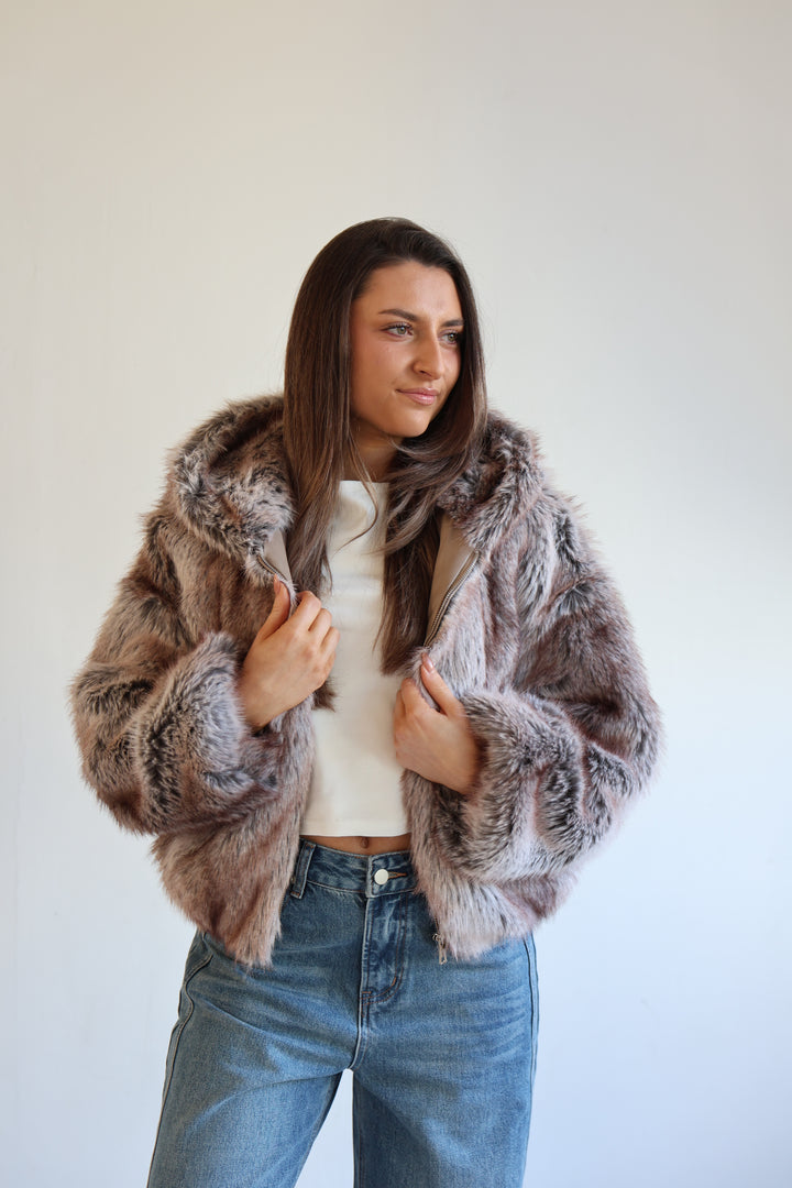 Cropped Faux Fur Jacket Milano