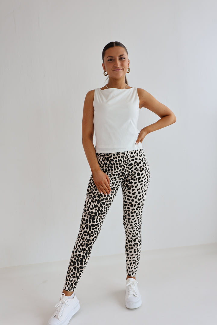 High Waist Leggings mit Leopardenprint (T2401)