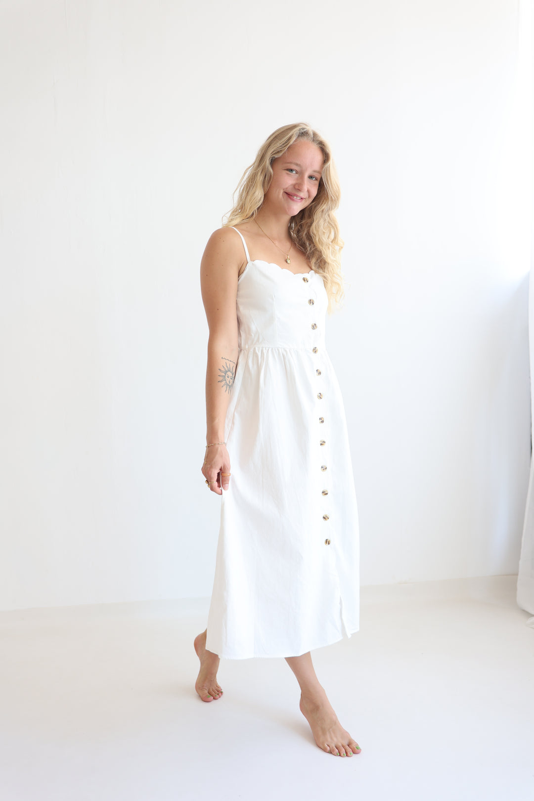 Riviera White Midi Dress