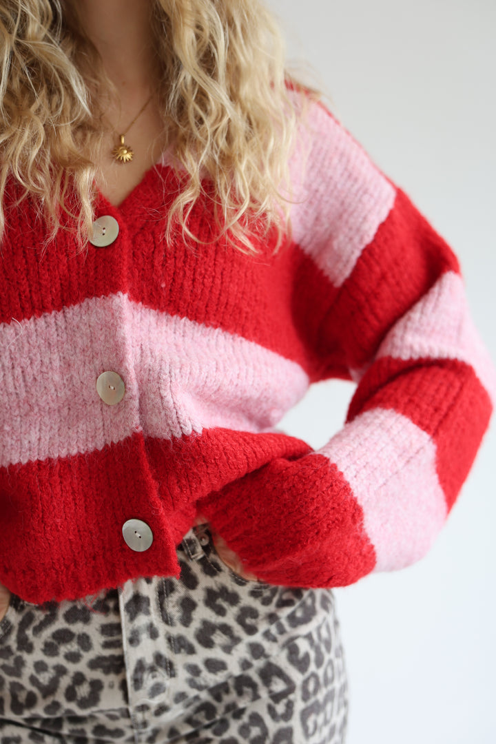 Striped V-Neck Cardigan