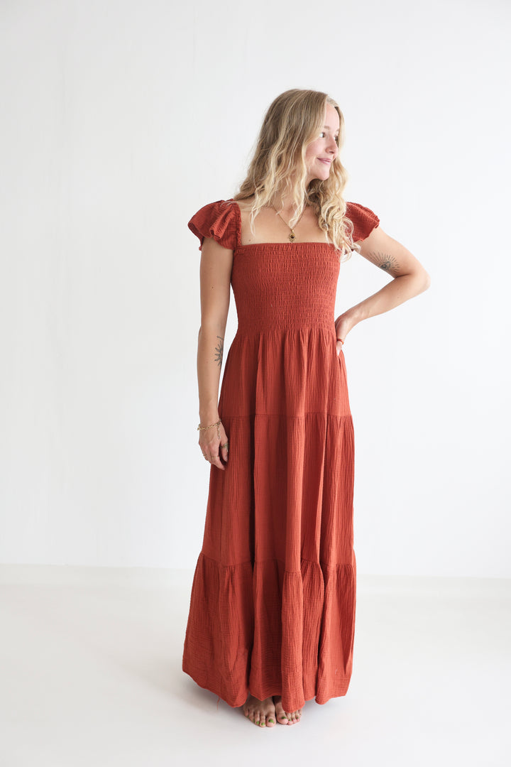 Langes Kleid mit Raffung Livia