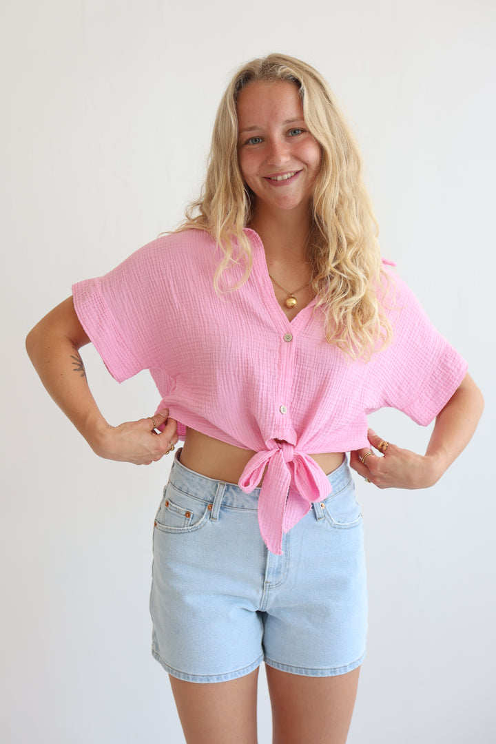 Knot Front Musselin Shirt