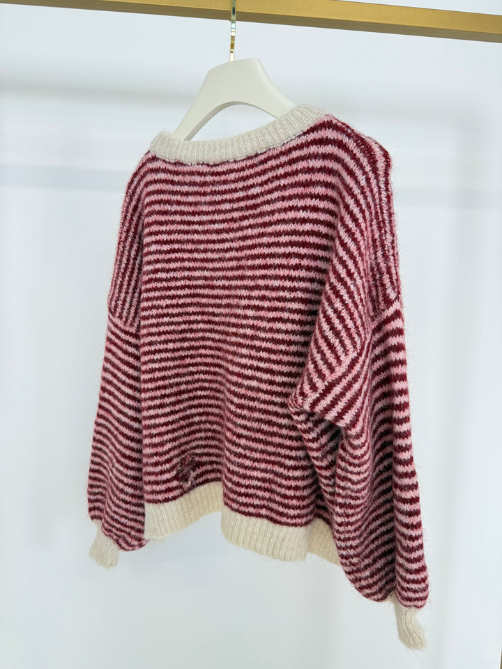 GESTREIFTER PULLOVER MOODLINE KNIT BORDEAUX (B-WARE)