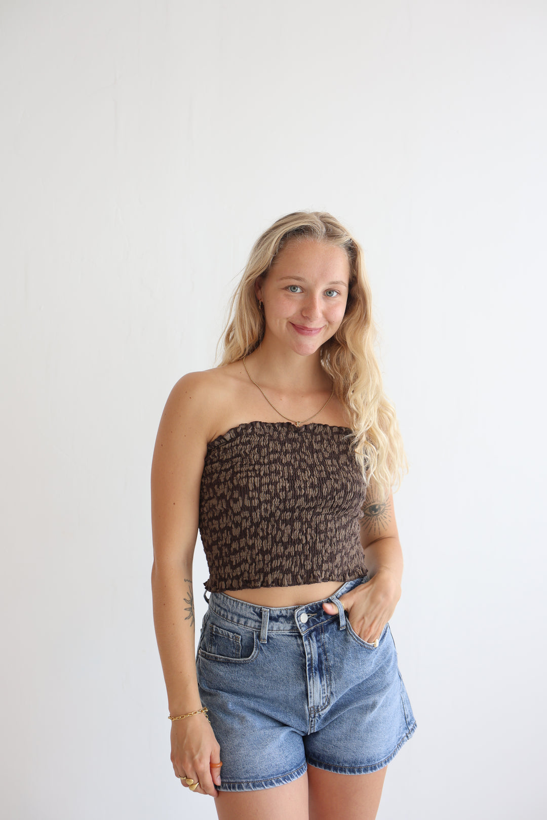 Leoprint Croptop aus Musselin