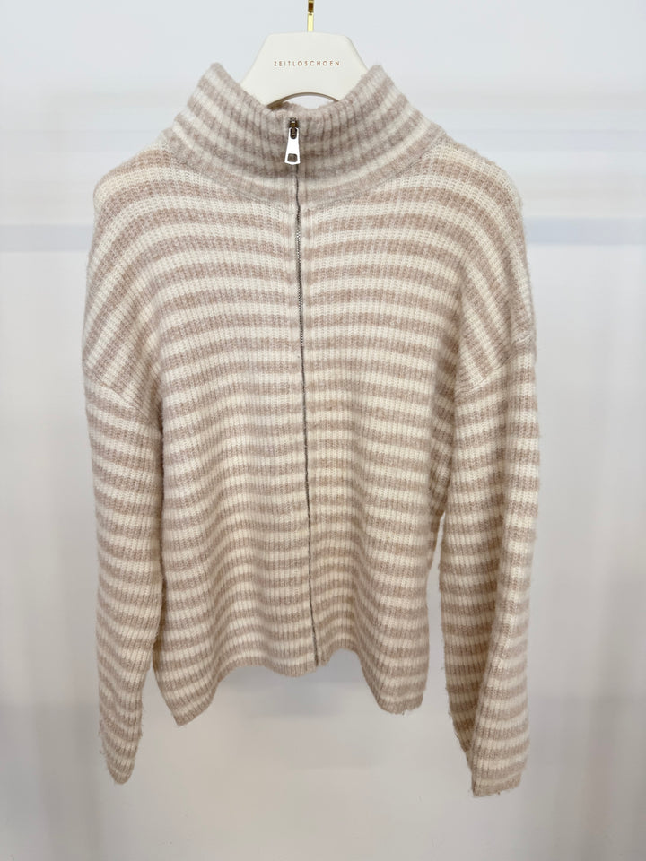 STRIPED ZIP CARDIGAN VANILLA (B-WARE)