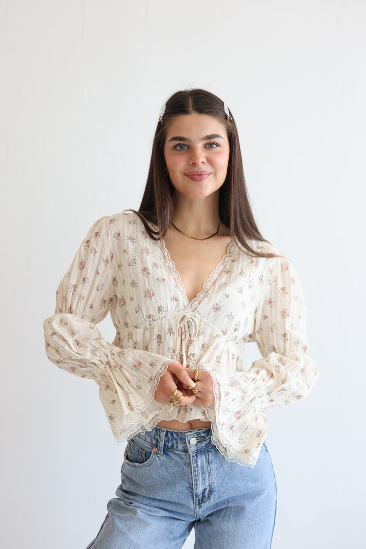 Schößchenbluse zum Schnüren Cute Roses