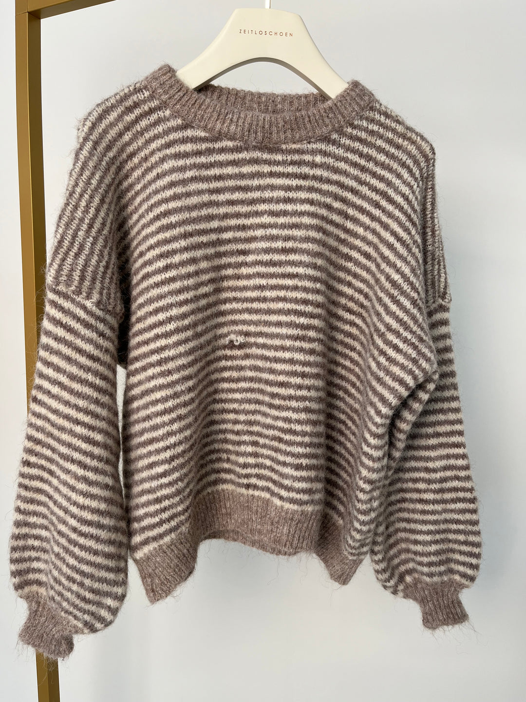 GESTREIFTER PULLOVER MOODLINE KNIT TAUPE (B-WARE)