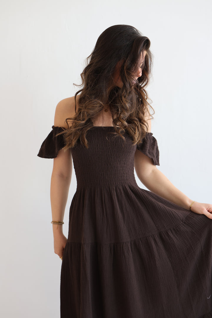 Langes Kleid mit Raffung Livia