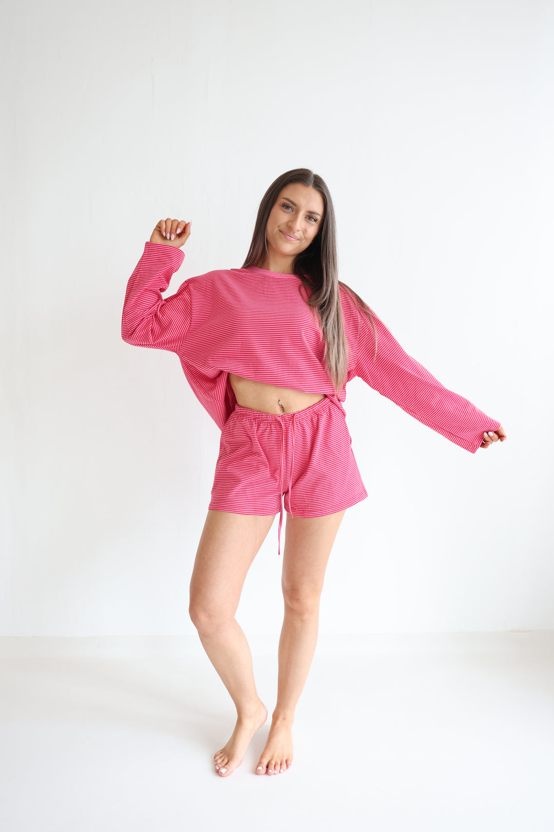 Striped Shorts Cherry Pink