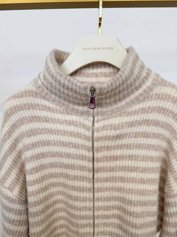STRIPED ZIP CARDIGAN VANILLA (B-WARE)