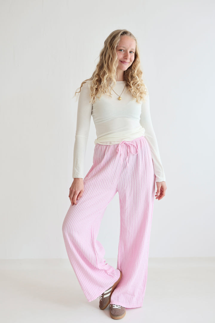 Lange Musselinhose mit Streifen Little Lines