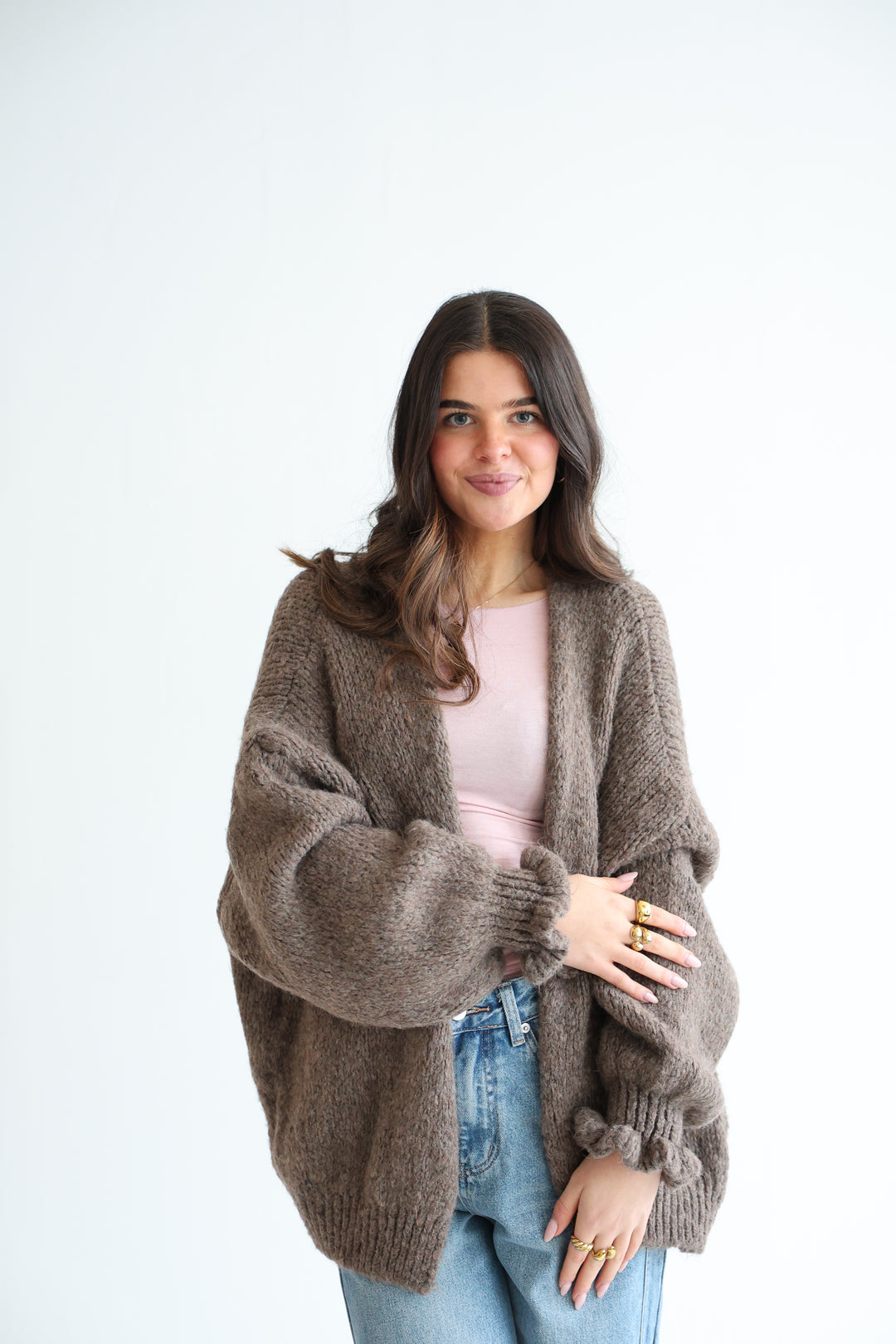 Offener Cardigan mit Rüschenärmeln Clara