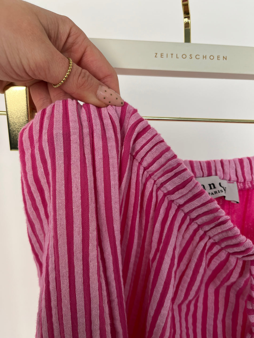 LANGE MUSSELINHOSE MIT STREIFEN LITTLE LINES PINK (B-WARE)