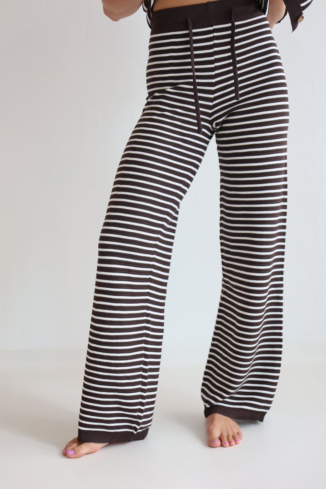 Gestreifte Hose mit Lochstrickmuster Cool Fit