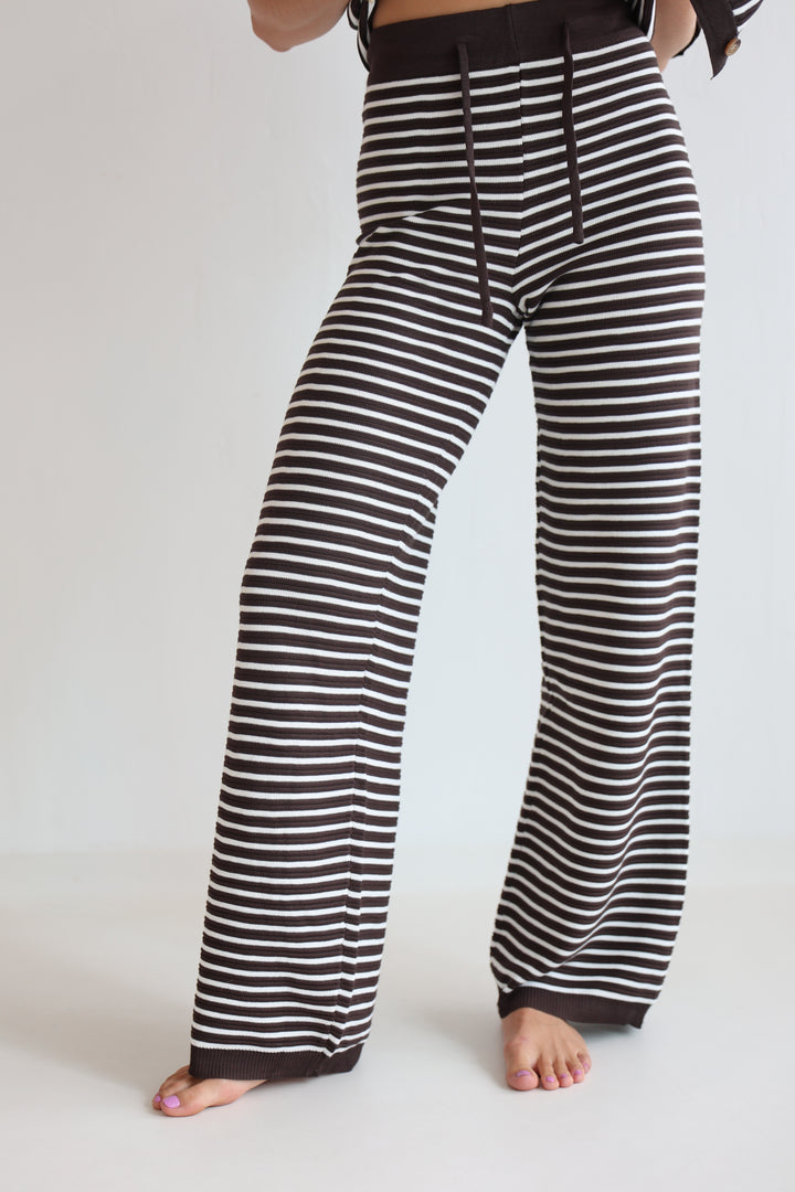 Gestreifte Hose mit Lochstrickmuster Cool Fit