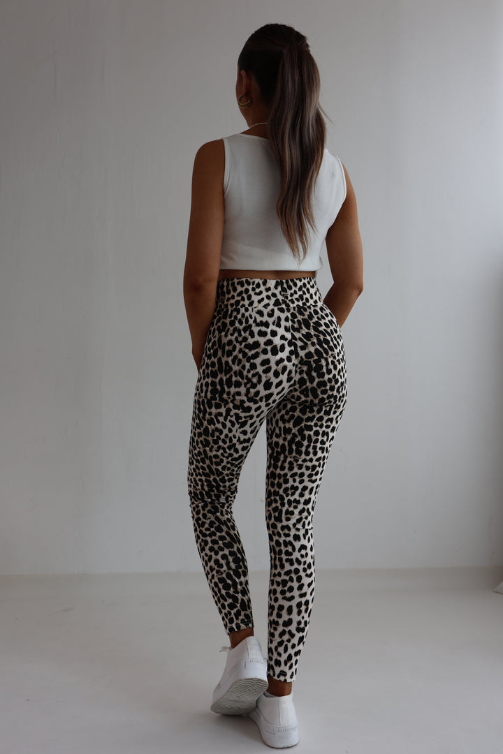 High Waist Leggings mit Leopardenprint (T2401)