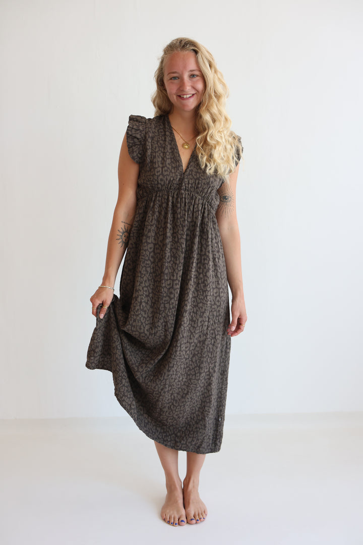 Langes Musselinkleid Timeless Leopard