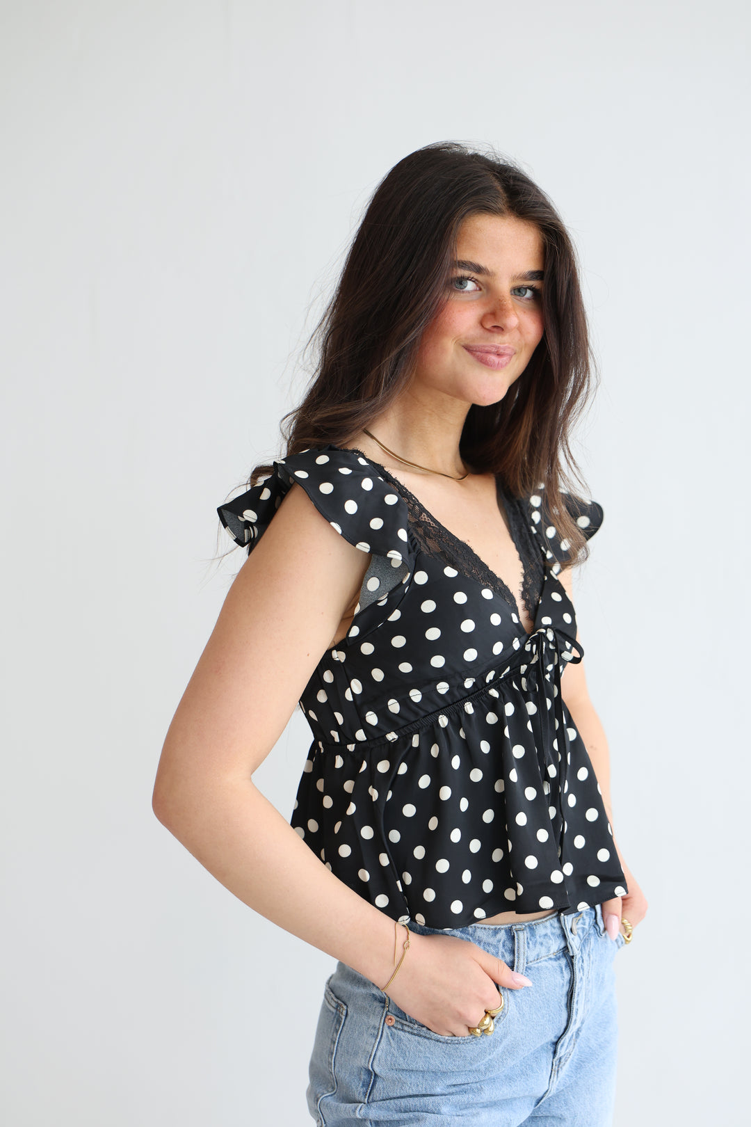 Polka Dot Peplum Top