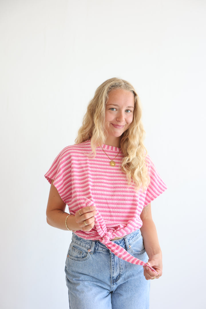 Striped Knit Knot T-Shirt