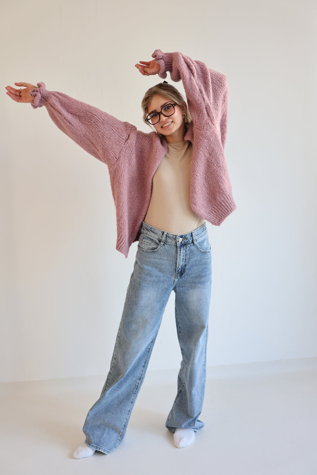 Offener Cardigan mit Rüschenärmeln Clara