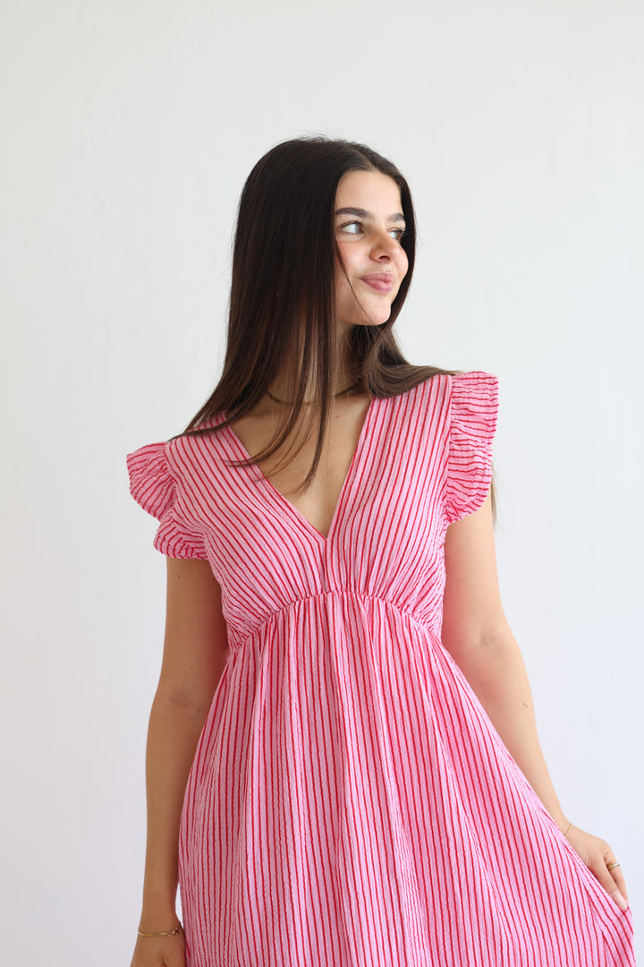 Langes Musselinkleid Casual Stripes