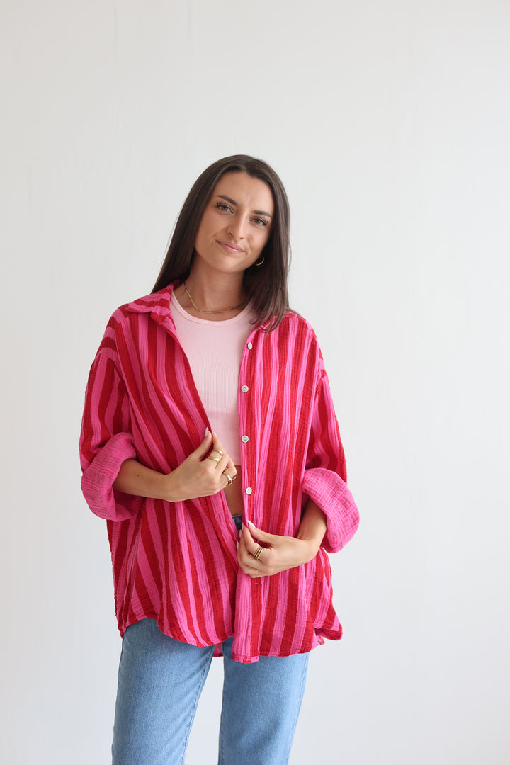 Musselinbluse Blockstripes